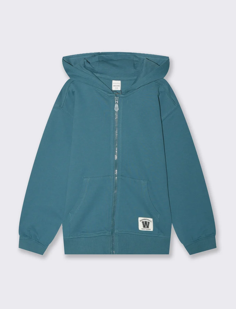 Felpa aperta con cappuccio da bambino - Verde Ottanio