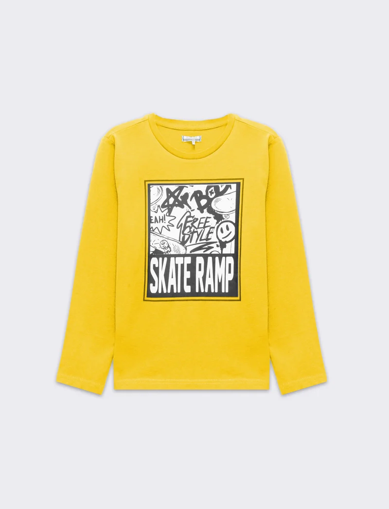 T-shirt girocollo da bambino - Giallo