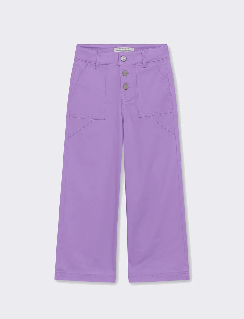 Pantalone con tascone da bambina - Lilla