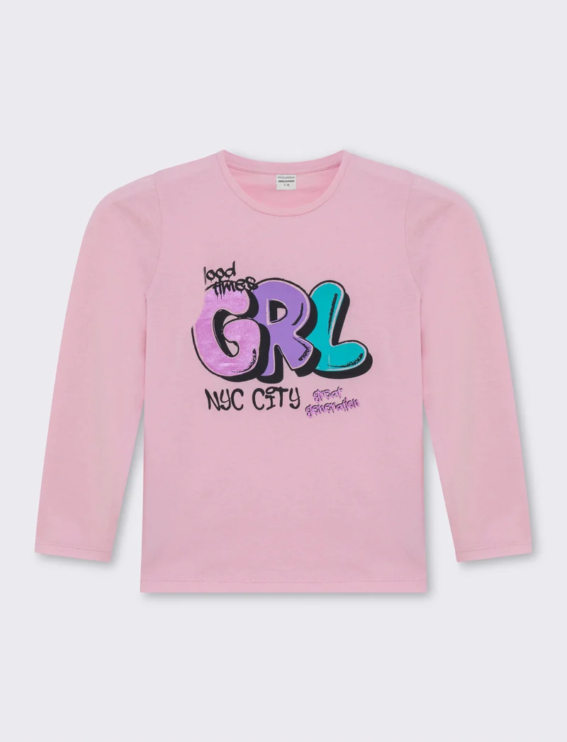 T-shirt stampa frontale da bambina - Rosso