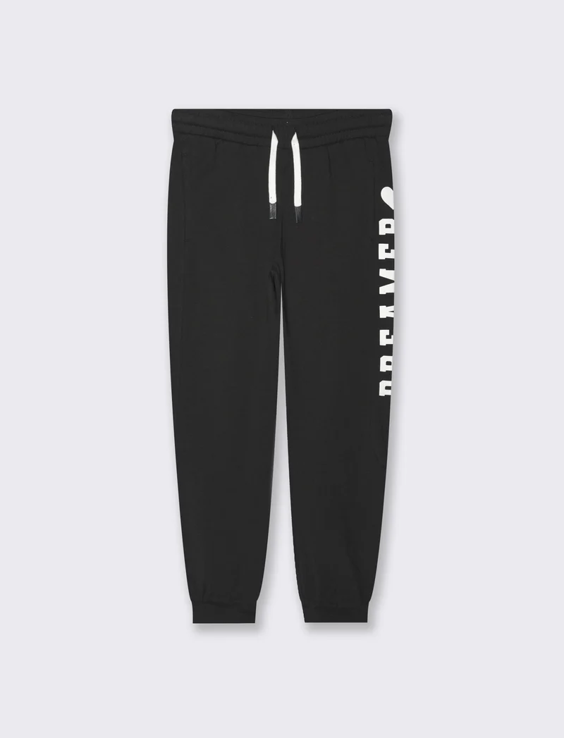 Jogger con tagli e stampa stile college da bambina - Nero