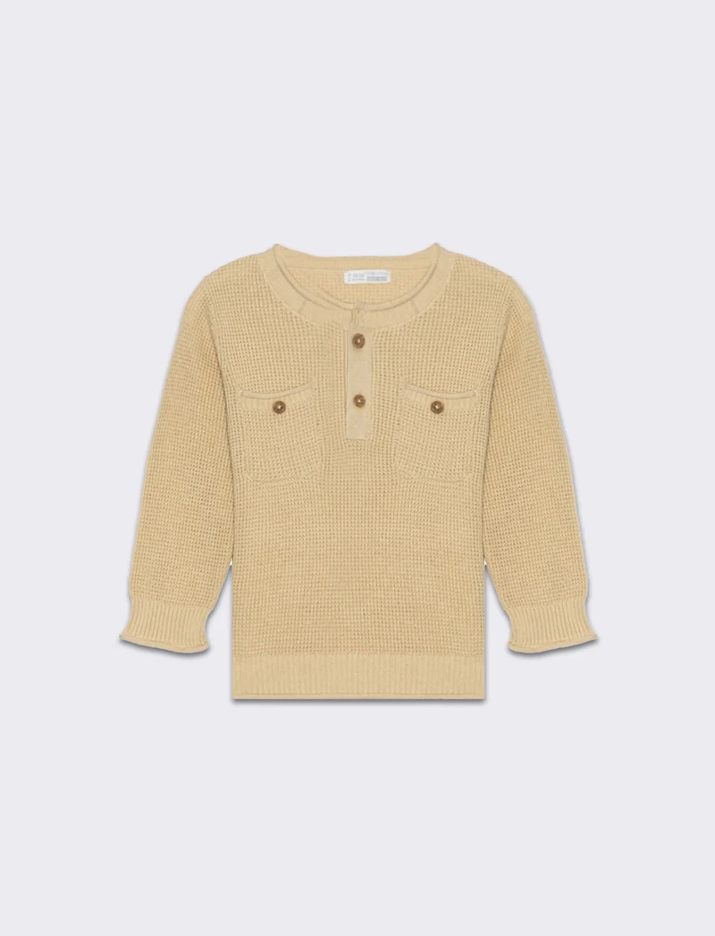 Maglia con taschino da neonato - Beige