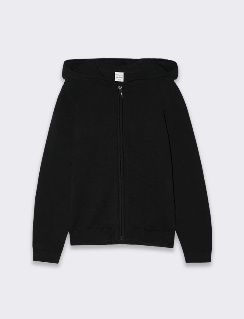 Maglia con zip e cappuccio da bambino - Nero