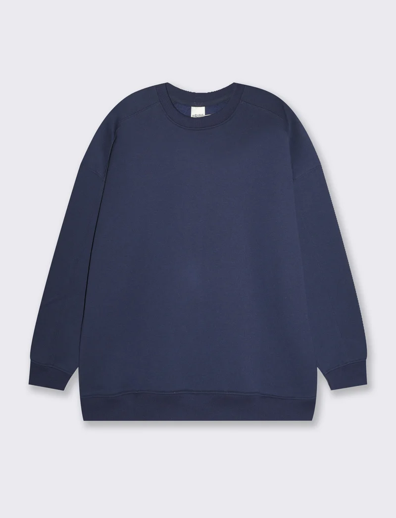 Felpa basic girocollo oversize da donna - Blu