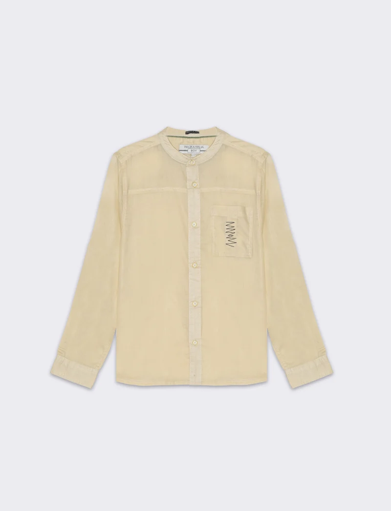 Camicia con taschino da bambino - Beige