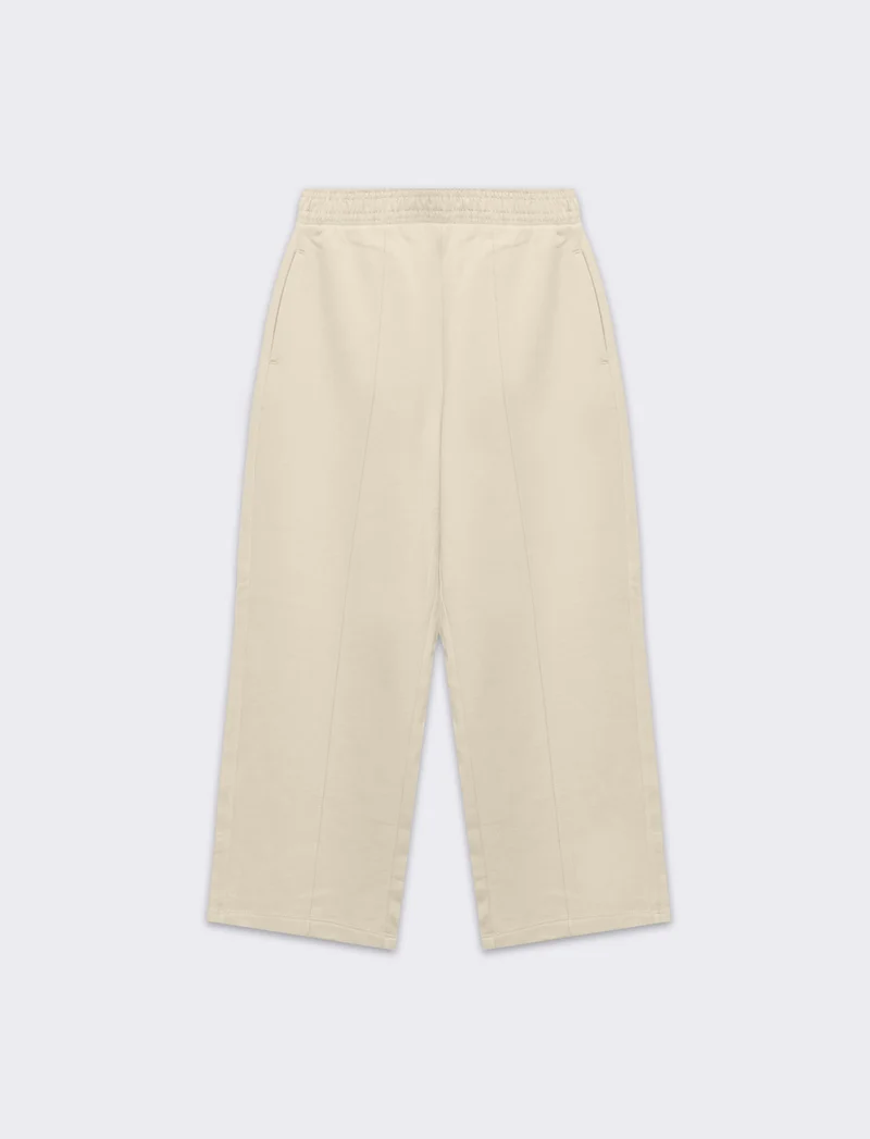 Jogger gamba larga con tasche da bambina - Beige