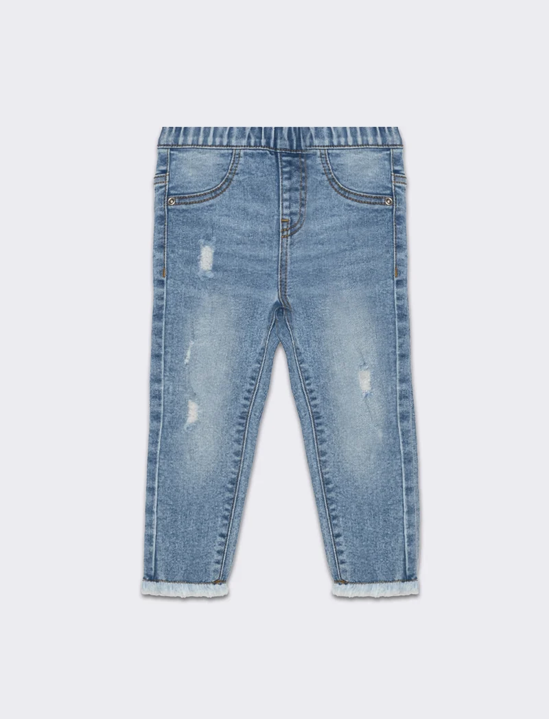Jeans con rotture da neonata - Denim chiaro