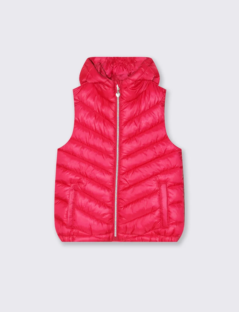 Gilet trapuntato leggero. da bambina - Fuxia