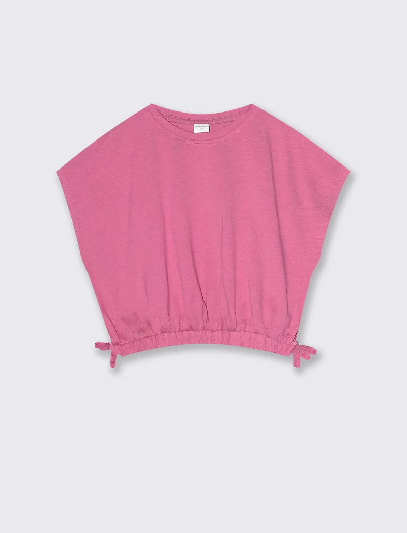 T-shirt estiva bambina con rouches - Rosa candy