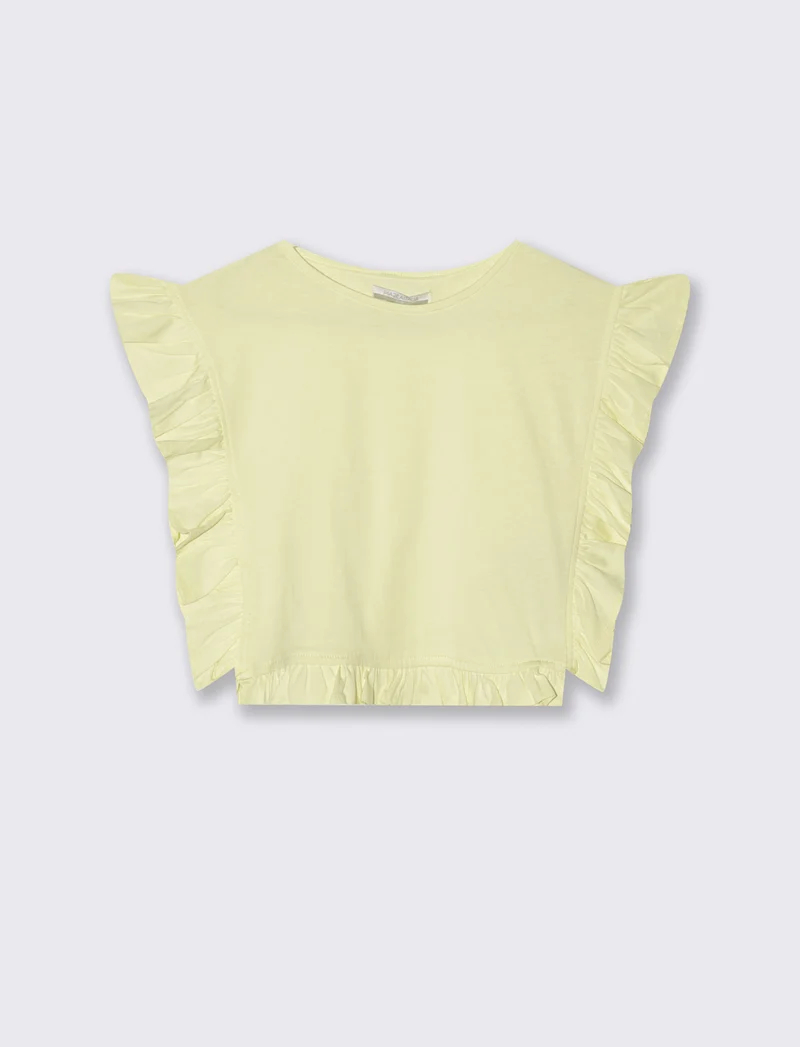 T-shirt da bambina con rouches e arricci - Giallo
