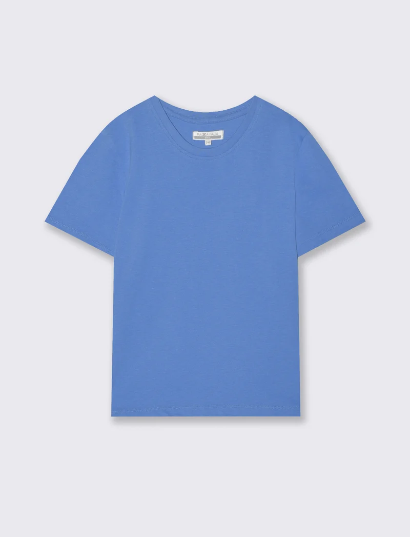 T-shirt piquet girocollo mezza manica - Blu oceano