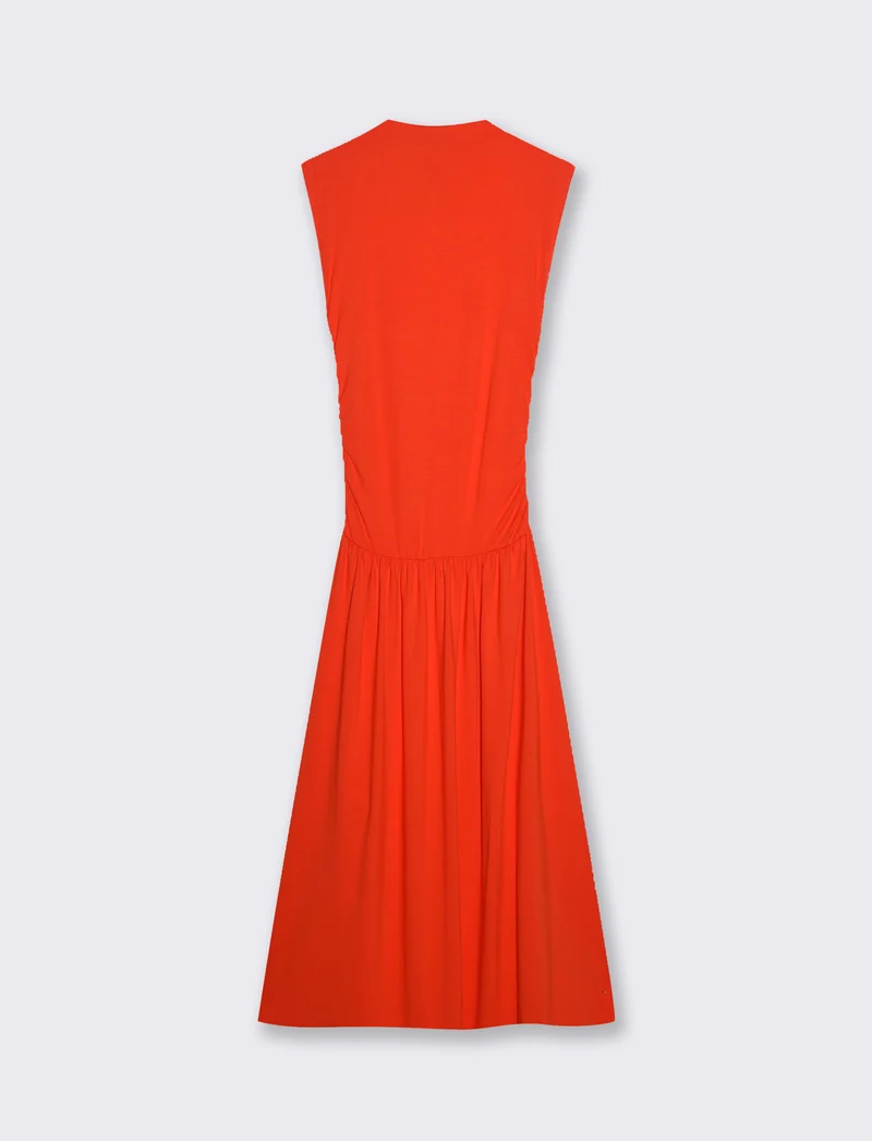 Vestito smanicato in viscosa per donna - Corallo