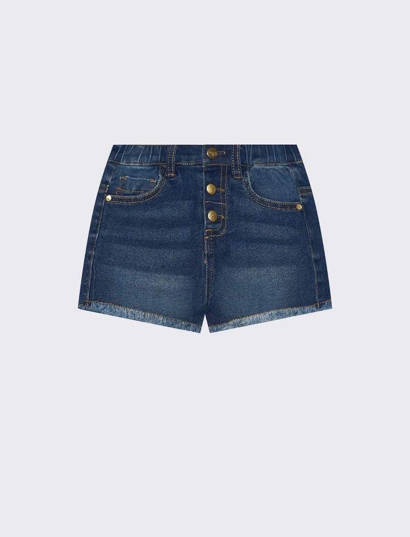Shorts in denim con bottoni davanti - Denim