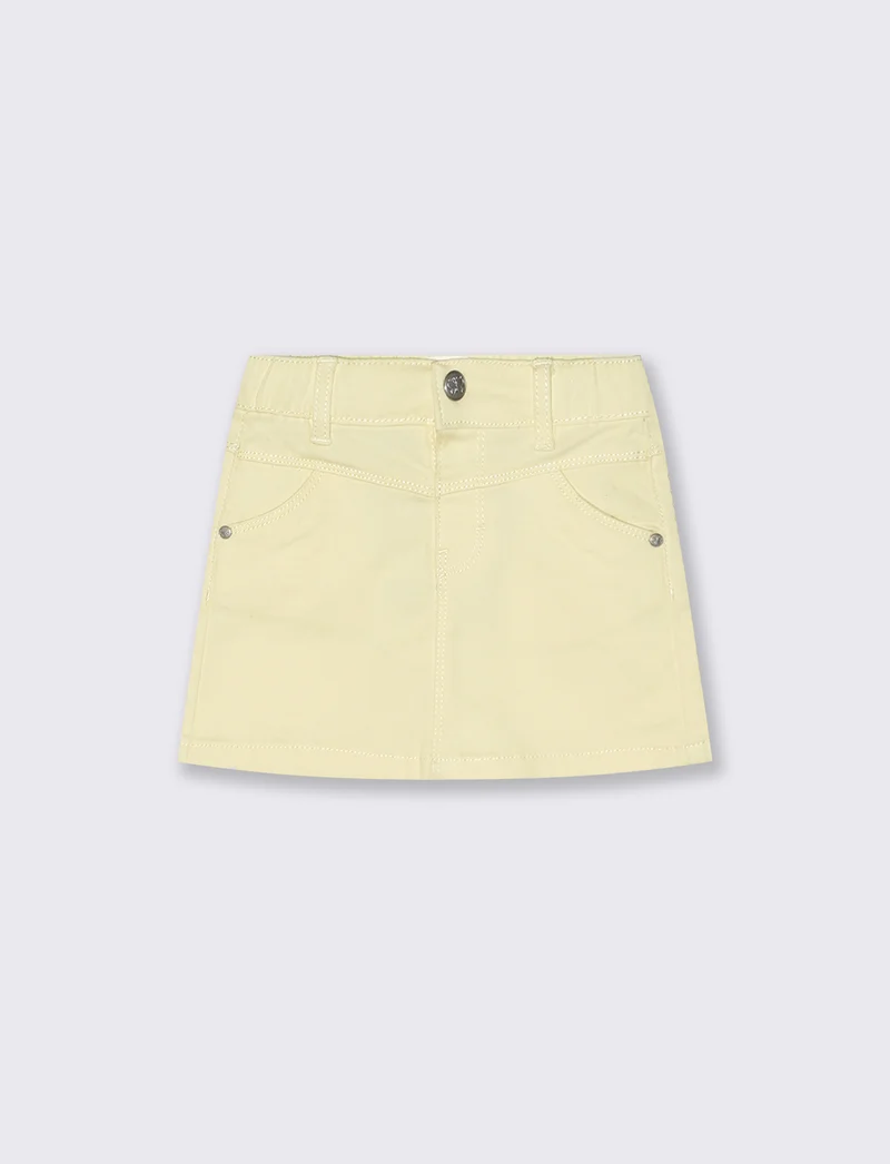 Gonna in twill con tasche per primavera - Giallo