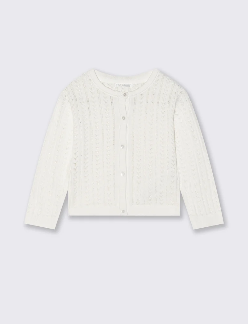 Cardigan lavorato per look romantici - Bianco latte