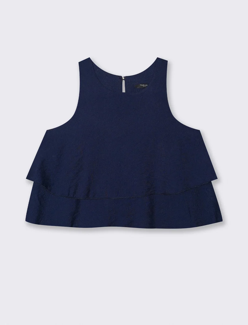Top con balza al fondo - Blu