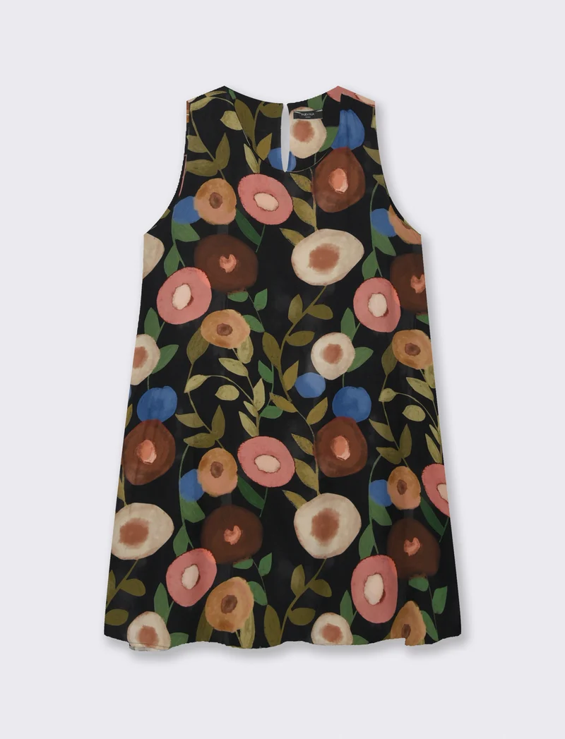Vestito in viscosa stampato - Nero