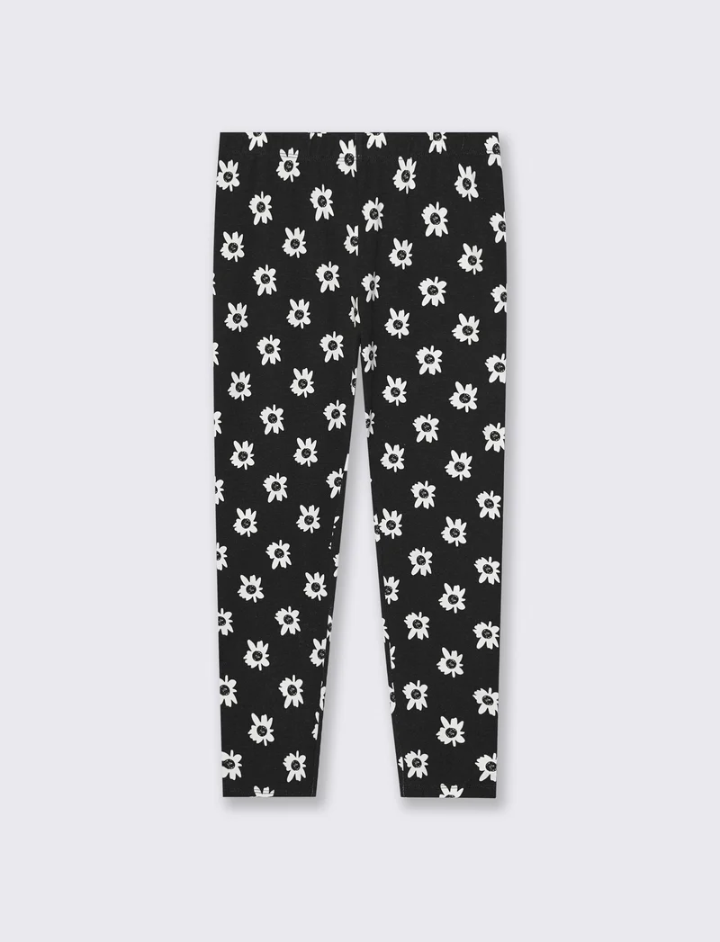 Leggings lunghi stampati per bambina - Nero