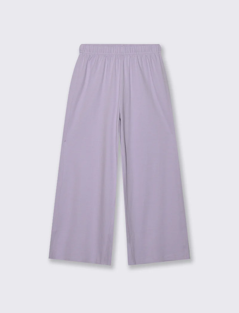 Pantalone elastico gamba larga bambina - Lilla