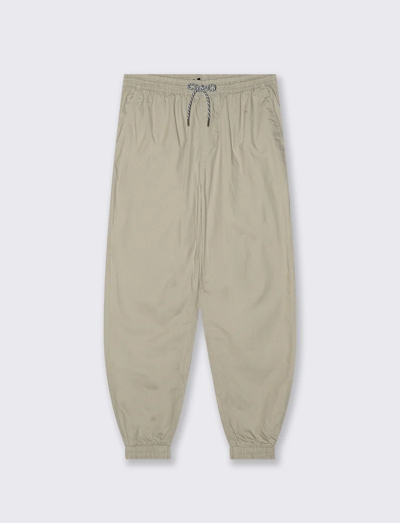 Pantaloni Jogger in Cotone con Laccio - Grigio stone