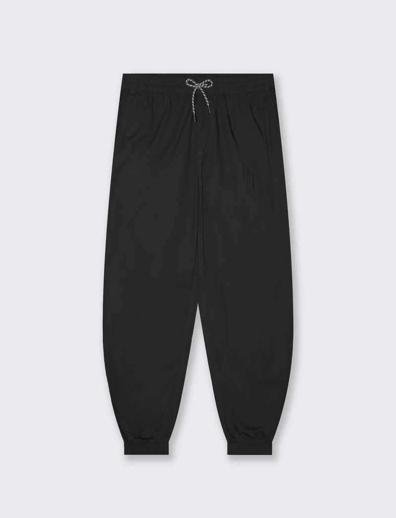 Pantaloni Jogger in Cotone con Laccio - Nero