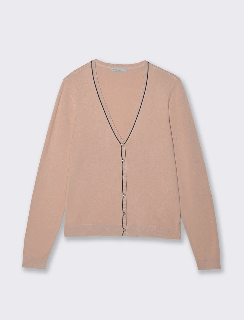 Cardigan manica lunga con scollo a V - Rosa chiaro