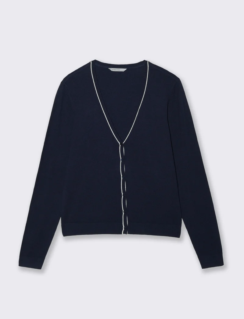 Cardigan manica lunga con scollo a V - Blu