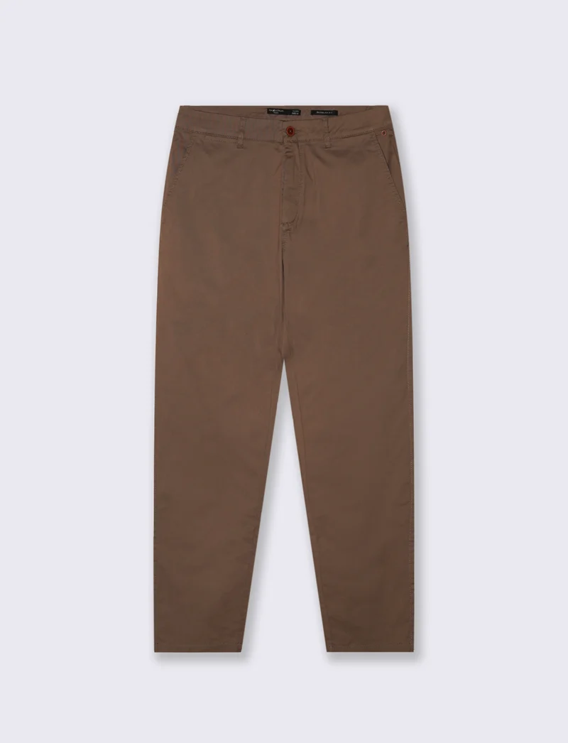 Pantaloni Chino Comfort Regular Fit - Grigio fango