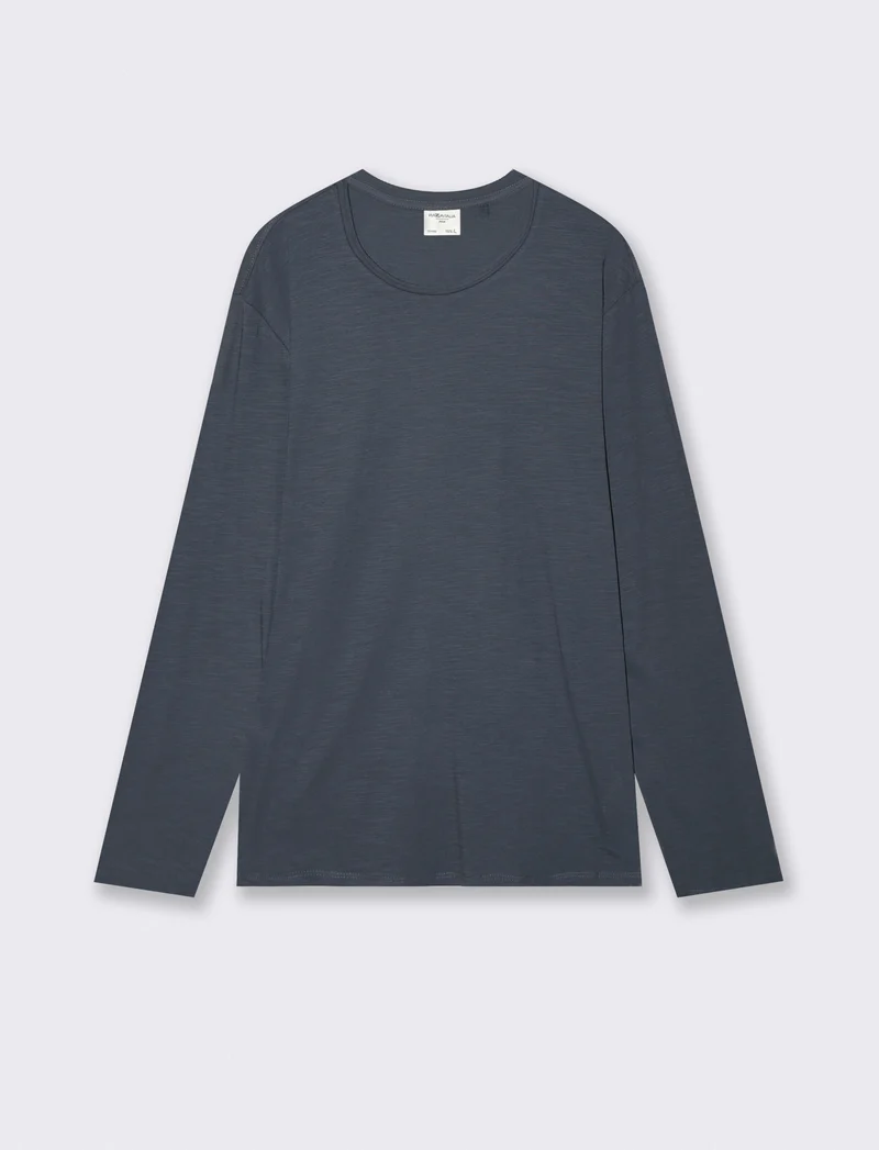 T-Shirt Girocollo Maniche Lunghe Cotone - Nero