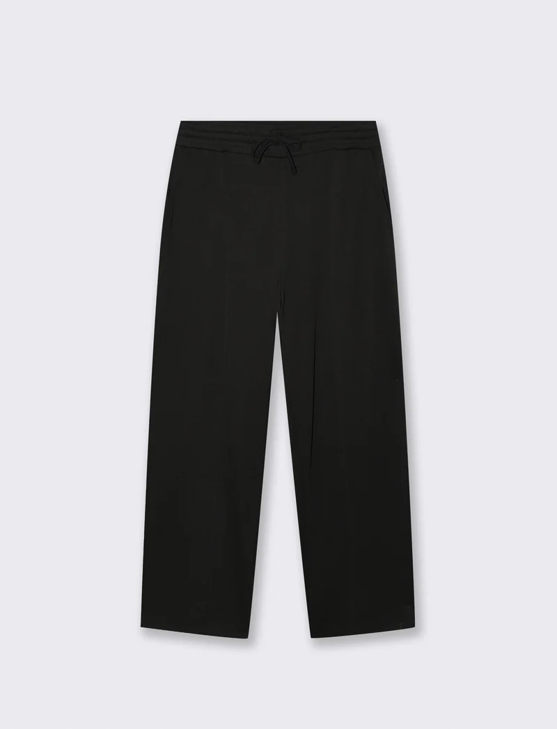 Pantaloni Baggy in Felpa con Vita Jogger - Nero