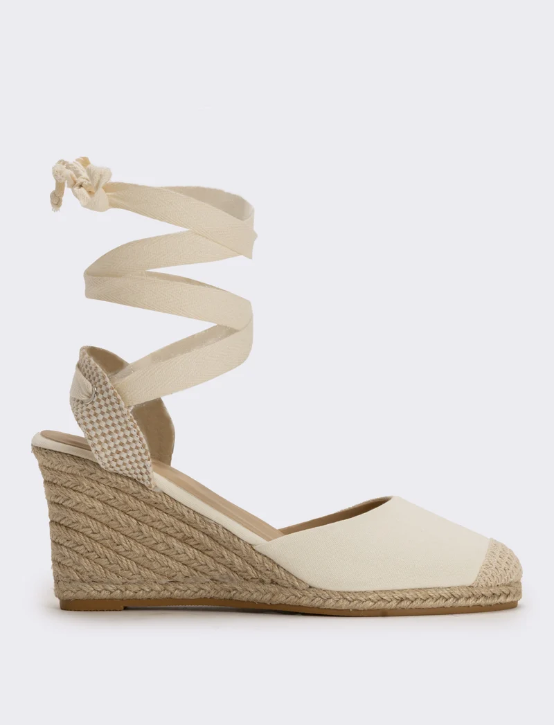 Espadrillas da in tessuto con zeppa - Beige