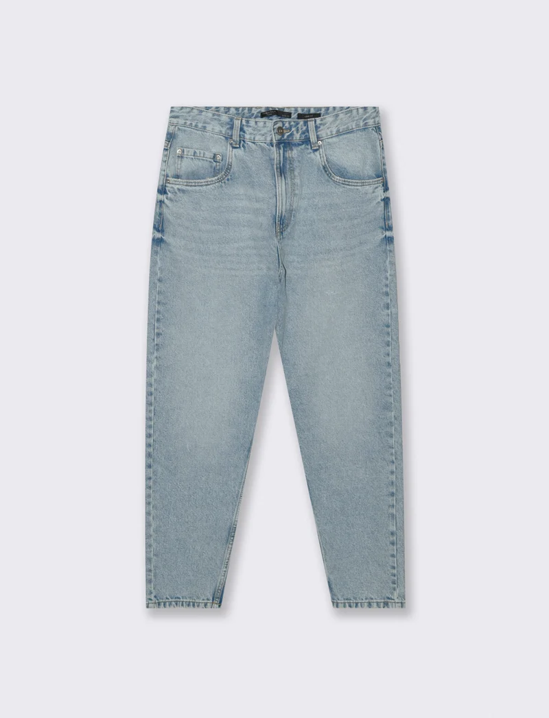 JEANS DENIM CHIARO LOOSE FIT CON ABRASIONI - Denim chiaro
