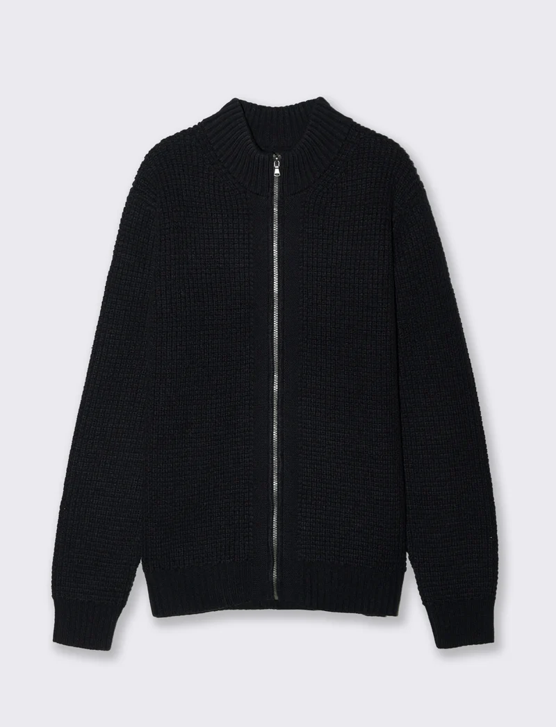 MAGLIA CARDIGAN CON CERNIERA - Blu