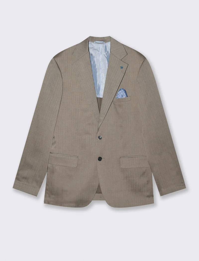 Blazer formale a spina di pesce elegante - Grigio tortora