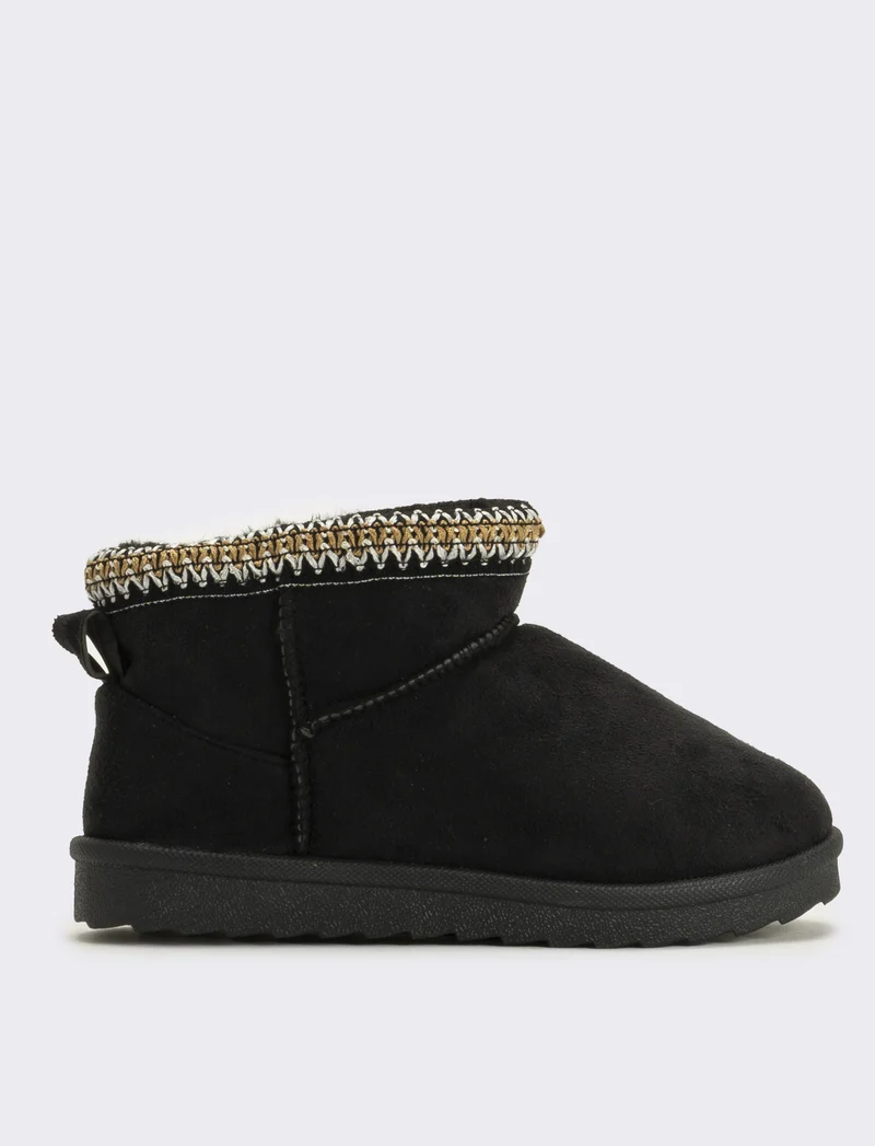 Stivaletto da neve ricamato da bambina - Nero