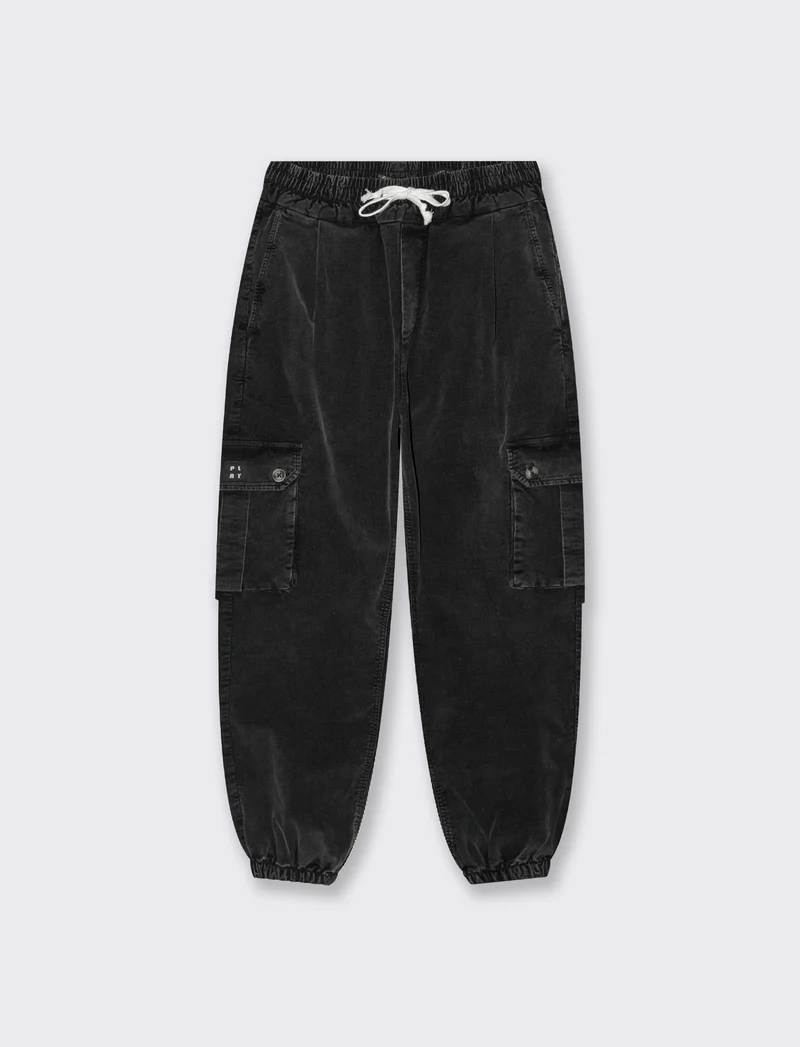 PANTALONI IN VELLUTO CARGO FIT - Nero