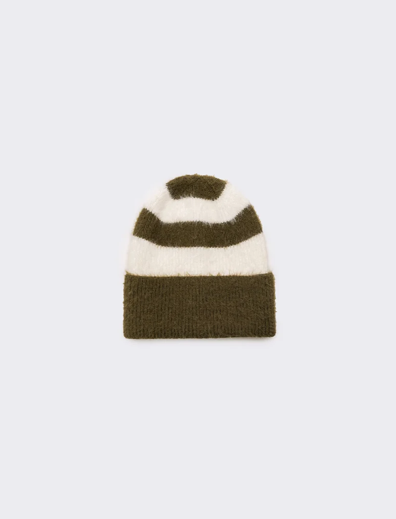 Cappello riga larga con pon pon bambino - Verde