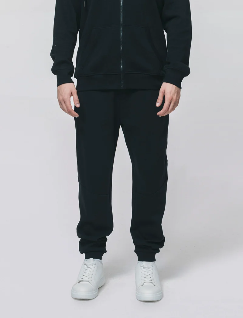 Pantaloni jogger in piquet doppiato - Nero