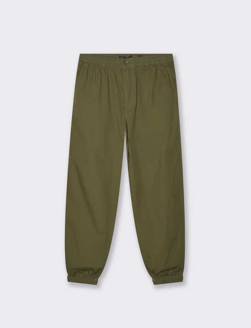 Pantaloni Jogger in Cotone con Vita Elastica - Verde militare