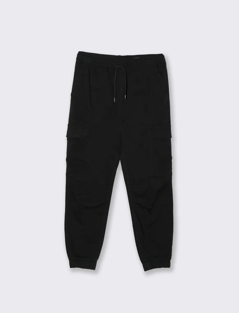 Pantaloni Cargo Slim Fit con Polsino - Nero