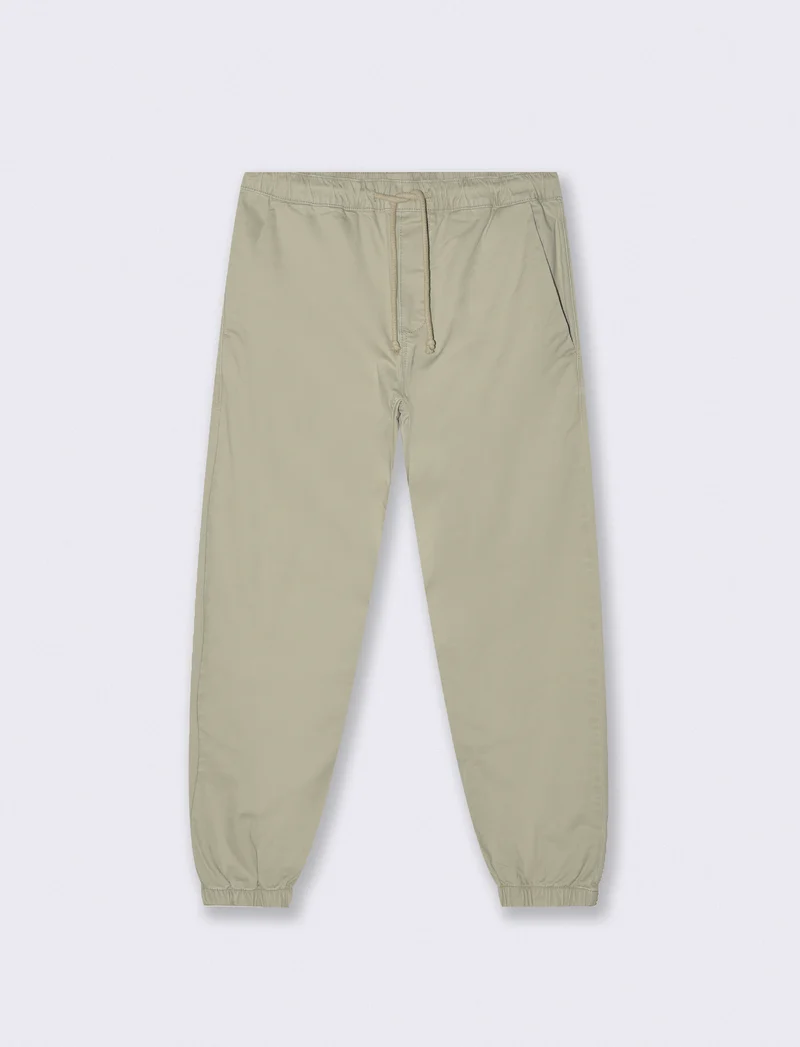 Pantaloni jogger in twill elasticizzato - Grigio stone