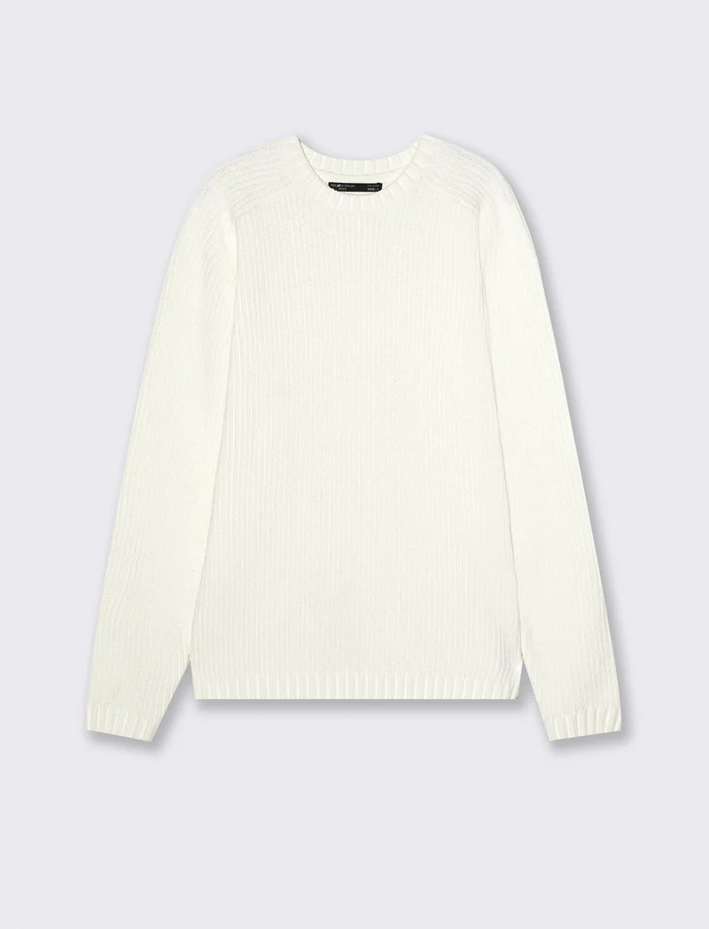 MAGLIA GIROCOLLO IN CINIGLIA A COSTE - Bianco