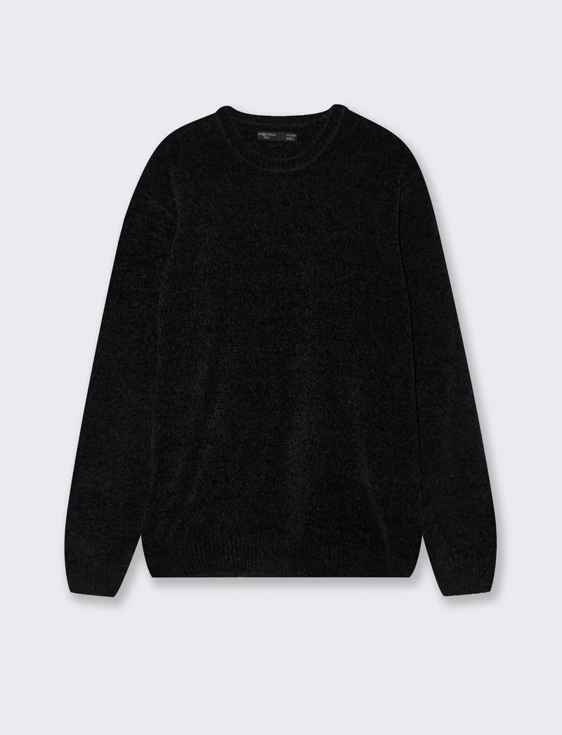MAGLIA GIROCOLLO IN CINIGLIA - Nero