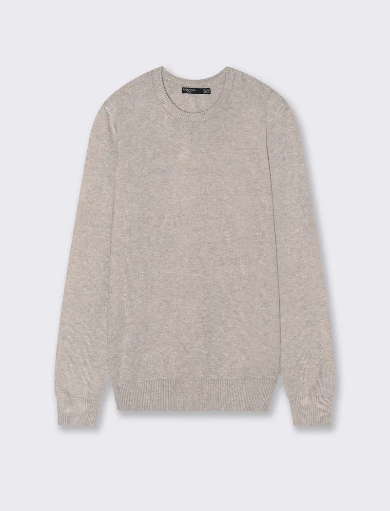 MAGLIA GIROCOLLO FILATO PREMIUM - Tortora melange