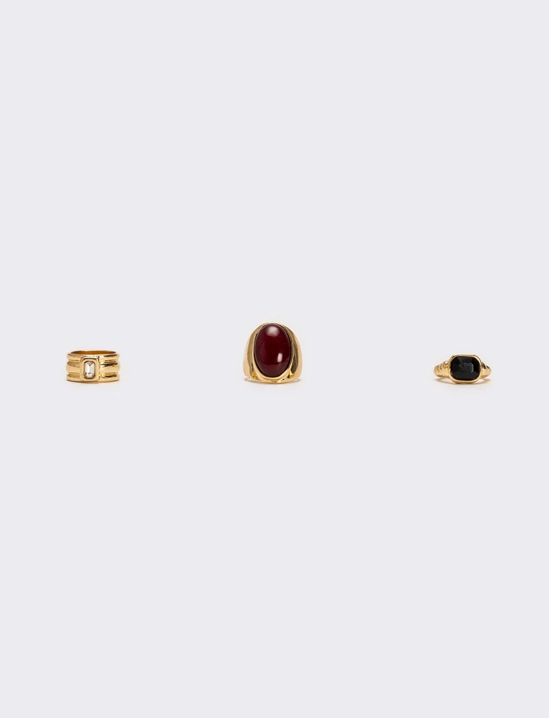Card anelli 3 pezzi donna con pietre e strass - Oro