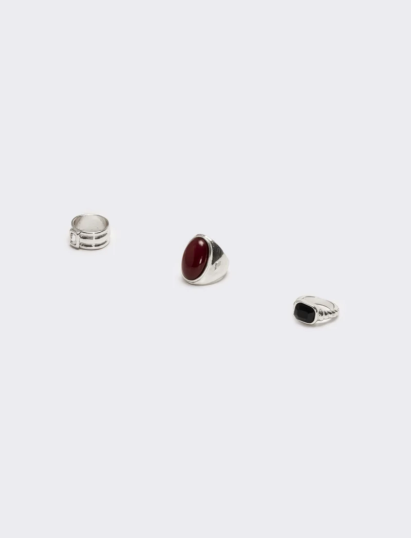 Card anelli 3 pezzi donna con pietre e strass - Argento