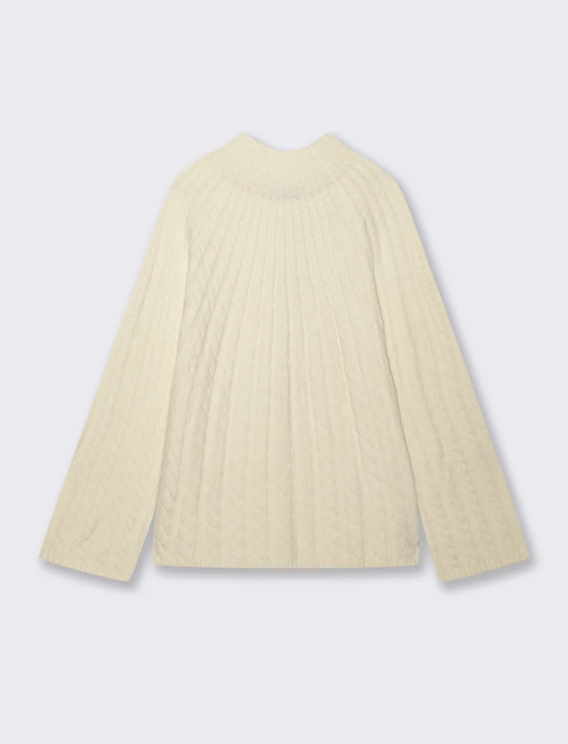MAXIPULLOVER A TRECCE - Avorio
