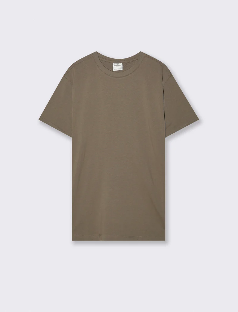 T-shirt girocollo in piquet premium - Grigio fango