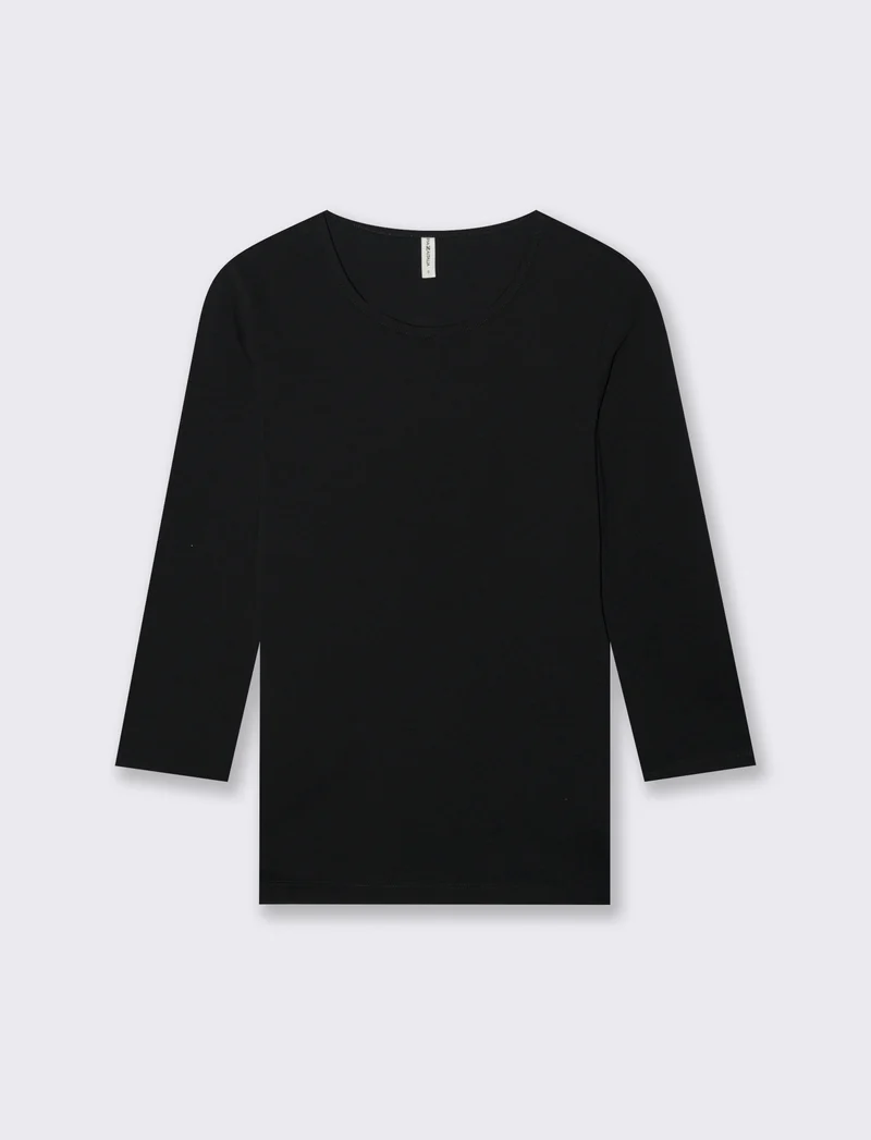 T-Shirt Manica Lunga Girocollo Skinny - Nero