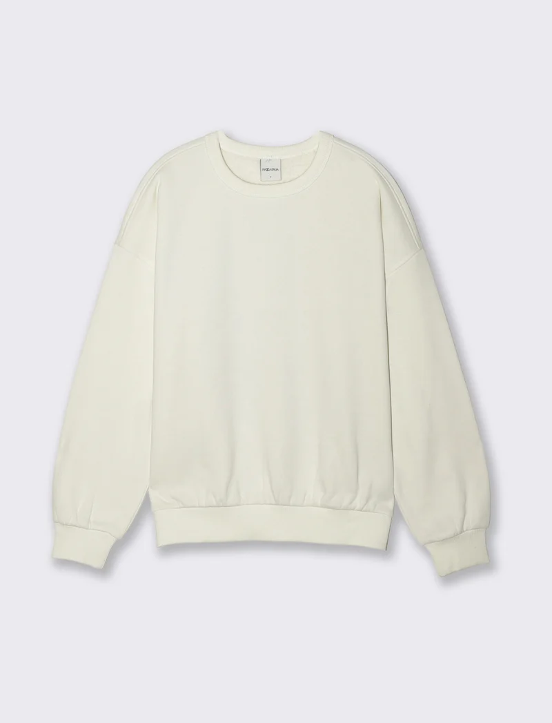 Felpa manica lunga con stamoa - Bianco latte